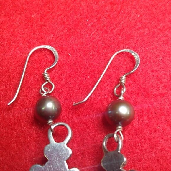 Silver & Biwa Pearls Bold, Fun Earrings with Attitude! Woman on Mission Earrings - Picture 6 of 8